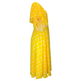 Autre Marque-Gul Hurgel Robe midi en lin ceinturée à imprimé floral jaune/blanc-Jaune