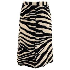 Autre Marque-Dries Van Noten Ivory / Black Zebra Print Skirt-Cream