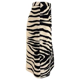 Autre Marque-Dries Van Noten Ivory / Black Zebra Print Skirt-Cream