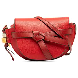 Loewe-Rote LOEWE Mini-Gate-Tasche aus Leder-Rot