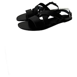 Jil Sander-Black leather flat sandal-Black
