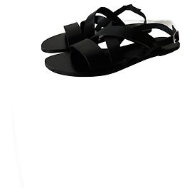 Jil Sander Flache Sandale aus schwarzem Leder Schwarz