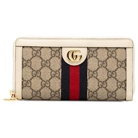 Gucci-Portafoglio con cerniera Gucci GG Supreme Ophidia marrone-Marrone