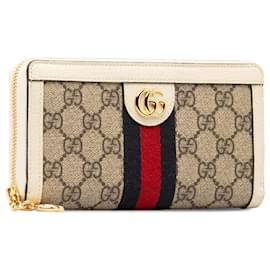 Gucci-Portafoglio con cerniera Gucci GG Supreme Ophidia marrone-Marrone