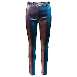 Roberto Cavalli-Pantaloni skinny iridescenti metallizzati Roberto Cavalli blu e viola taglia IT 42-Blu