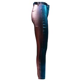 Roberto Cavalli-Blue & Purple Roberto Cavalli Metallic Iridescent Skinny-Leg Pants Size IT 42-Blue