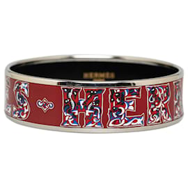 Hermès-Pulsera de disfraz con brazalete ancho esmaltado rojo Hermès Alphabet Russe-Roja