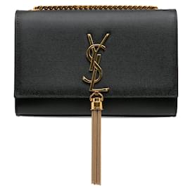 Saint Laurent-Black Saint Laurent Small Monogram Kate Tassel Crossbody-Black