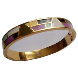 Pulseira Swarovski de cristal esmaltado multicolor dourada Multicor