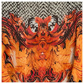 Roberto Cavalli-Roberto Cavalli Ensemble FR38 Top Blouse Pants Silk Fire Print UK10 US8-Multiple colors