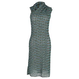 Missoni Sleeveless Asymmetric Neckline in Teal Wool Other Green