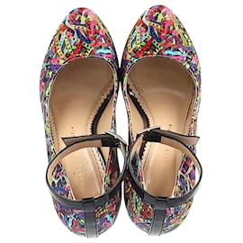 Charlotte Olympia-Charlotte Olympia Platform Pumps in Multicolor Satin-Other