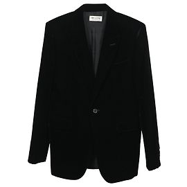 Saint Laurent – Blazer mit steigendem Revers aus schwarzem Samt Schwarz