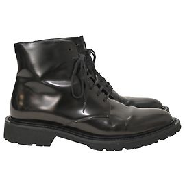 Botas Saint Laurent Army com cordões em couro preto Preto