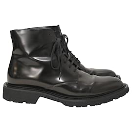 Saint Laurent-Saint Laurent Army Lace Up Boots in Black Leather-Black