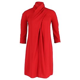 Giorgio Armani Draped Dress in Red Wool Red Dark red