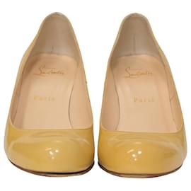 Christian Louboutin-Christian Louboutin Simple Pump 70 in Yellow Patent Leather-Yellow