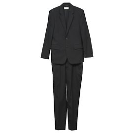Abito Saint Laurent con revers classico in lana nera Nero