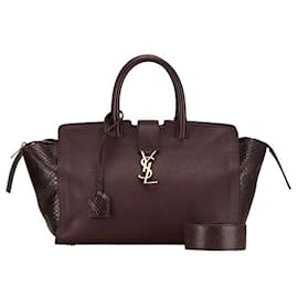 Yves Saint Laurent Sac à main Downtown en cuir python Saint Laurent 2WAY Rouge