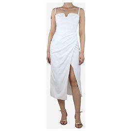 Reformation Vestido midi de algodón blanco con aberturas - talla UK 42 Blanco