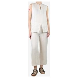 Autre Marque-Neutral linen top and trouser set - size UK 6-Other