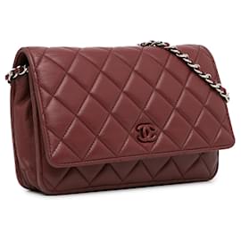 Chanel-Chanel – Klassische Geldbörse aus rotem Lammleder mit Kette-Rot