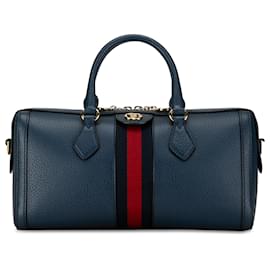 Gucci-Gucci Ophidia Boston in pelle media blu-Blu,Blu scuro