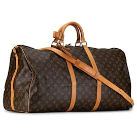 Louis Vuitton-Louis Vuitton Brown Monogram Keepall Bandouliere 60-Brown