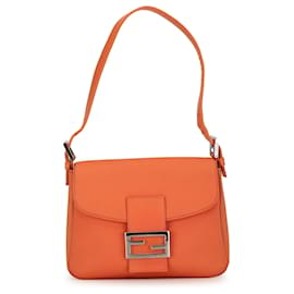 Fendi-Fendi Orange Satin Shoulder Bag-Orange