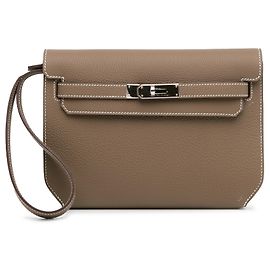Hermès Marron Togo Kelly Depeches 25 Marron Taupe