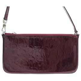 Christian Dior-BOLSA DIOR CHRISTIAN DIOR CLUTCH BORDEAUX PATENTE MONOGRAMA COURO BOLSA-Bordeaux