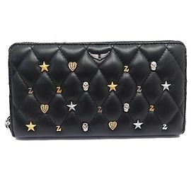 NEW ZADIG & VOLTAIRE COMPAGNON ORNE DE LUCKY CHARMS WALLET Black