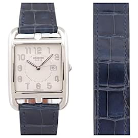 Hermès-RELÓGIO DE QUARTZO DE AÇO HERMES CAPE COD forrado CC2.710 tamanho M 40 MM-Prata