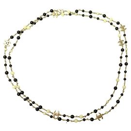 COLAR CHANEL COLAR DE PÉROLAS PRETAS LOGOTIPO CC 170 CM COLAR DE PÉROLAS PRETAS Dourado
