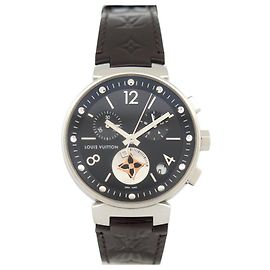 LOUIS VUITTON TAMBOUR MOON STAR Q8D11 QUARTZO 38 MM RELÓGIO DE AÇO CRONO Prata