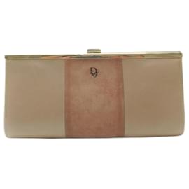 Christian Dior-VINTAGE CHRISTIAN DIOR HAND POUCH BEIGE LEATHER & SUEDE POUCH CLUTCH BAG-Beige