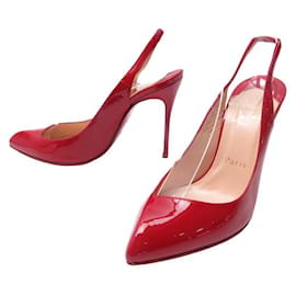 Christian Louboutin-NEW CHRISTIAN LOUBOUTIN KATE SLING 36.5 RED PATENT LEATHER SHOES SHOES-Red