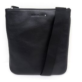 NEW MONTBLANC MESSENGER BAG 1111340 BLACK SEEDED LEATHER SHOULDER BAG Black