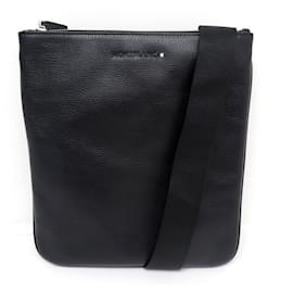 Montblanc-NEW MONTBLANC MESSENGER BAG 1111340 BLACK SEEDED LEATHER SHOULDER BAG-Black