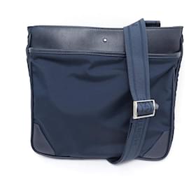 Montblanc-NUEVO BOLSO SARTORIAL MONTBLANC 118381 BOLSO DE HOMBRO DE LONA Y PIEL AZUL-Azul marino