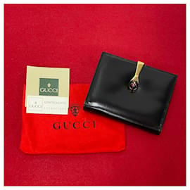 Gucci-Portefeuille à deux volets en cuir Gucci Portefeuille court en cuir 035 184 en excellent état-Autre