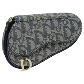 Christian Dior-Christian Dior Trotter Canvas Saddle Pouch Accessory Pouch Navy Auth bs14248-Navy blue