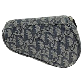 Christian Dior-Christian Dior Trotter Canvas Saddle Pouch Accessory Pouch Navy Auth bs14248-Navy blue