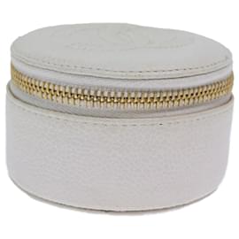 Chanel-CHANEL COCO Mark Jewelry Case Jewelry Box Caviar Skin White CC Auth yk12479-White