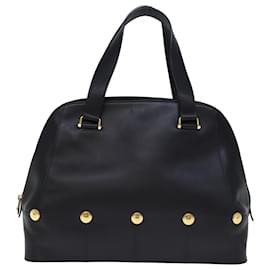 Givenchy-GIVENCHY Hand Bag Leather Black Auth bs14314-Black