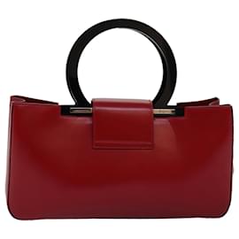 Salvatore Ferragamo-Salvatore Ferragamo Gancini Hand Bag Leather Red Auth 74408-Red