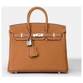 Hermès HERMES Birkin 25 Bag in Golden Leather - 101932 Golden