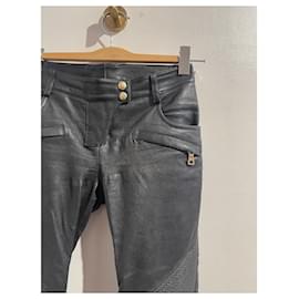 Balmain-BALMAIN Pantalon T.FR 34 Cuir-Noir