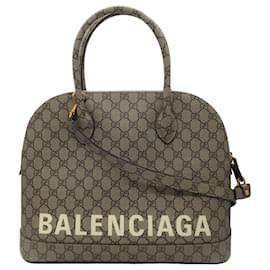 Autre Marque-Gucci x Balenciaga Beige Multi GG Supreme Canvas Hacker Project Bill Medium Tote Bag-Beige