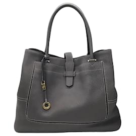 Autre Marque-Loro Piana Grey Large Pebbled Leather Handbag-Grey